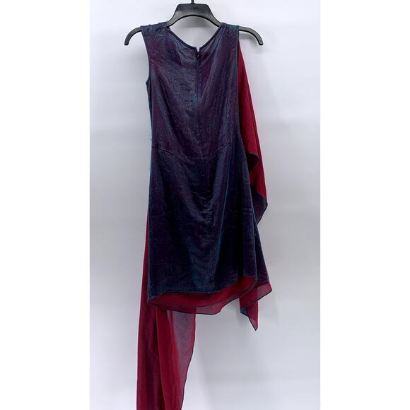 SIES MARJAN Women's Purple-Pink Iridescent Sheer Twist-Front Mini Dress SZ S - Picture 3 of 11